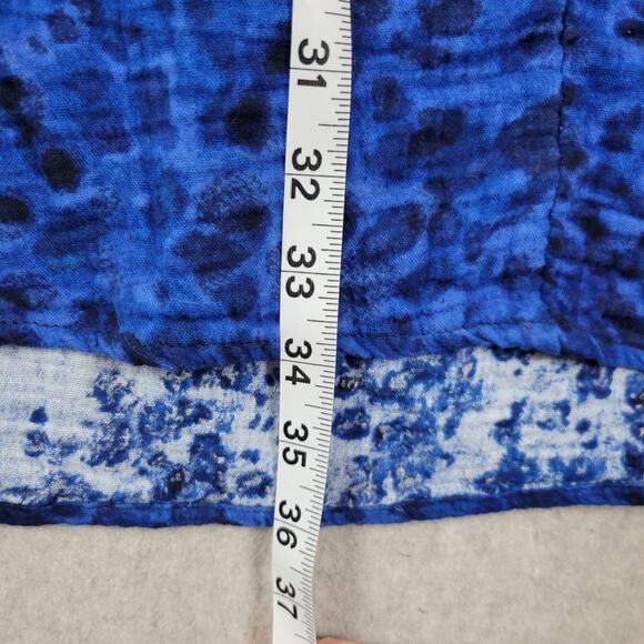 Terra & Sky 100% Cotton Blue SS Smocked Casual Dress Women's Plus 3X Pockets - Picture 8 of 12